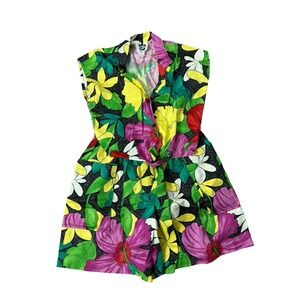 Vtg Hilo Hattie Tropical 2 Pc Set Womens L Shirt Shorts Cotton Small medium
